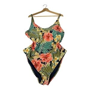 Hurley One Piece Swimsuit Floral Scoop Neck Women’s Plus XXL Resortcore Swim